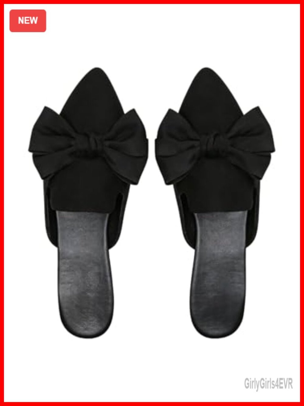 Verdusa Women's Pointed Toe Mules Bow Flat Backless Slide Shoes